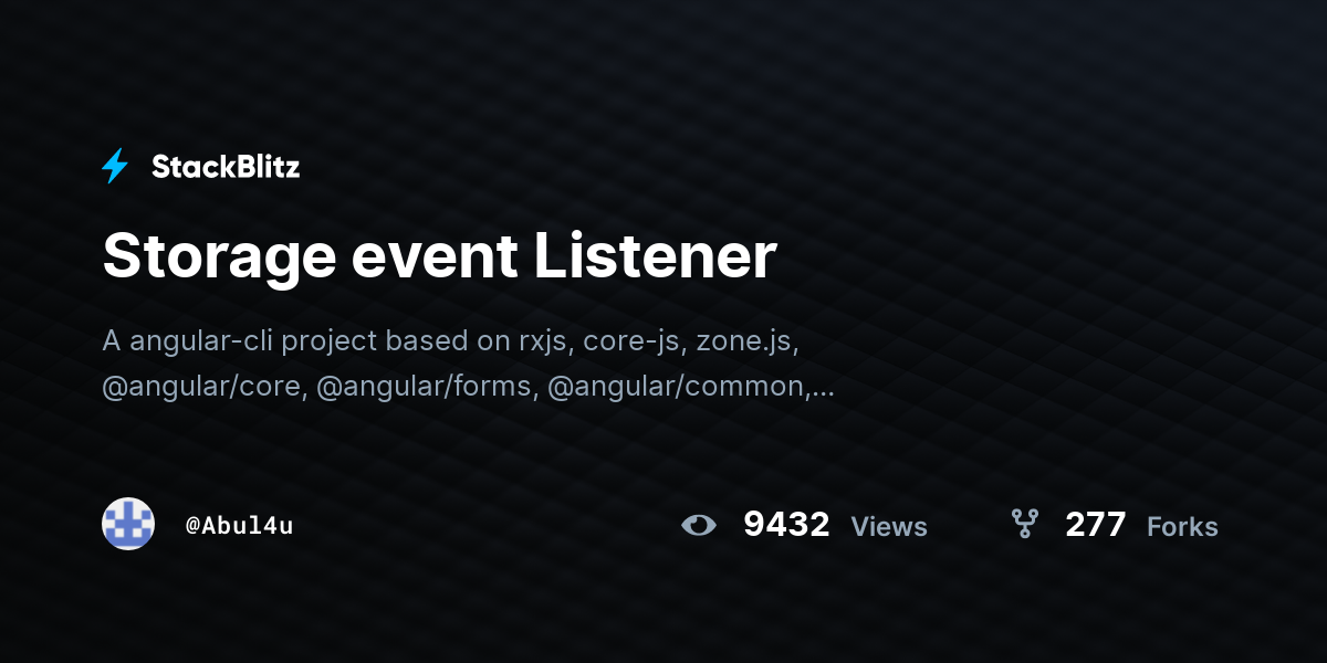 Storage Event Listener StackBlitz