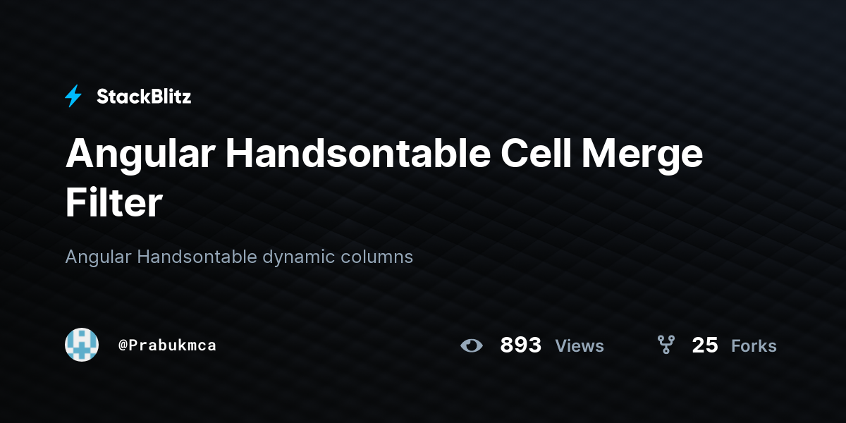 Angular Handsontable Cell Merge Filter - StackBlitz