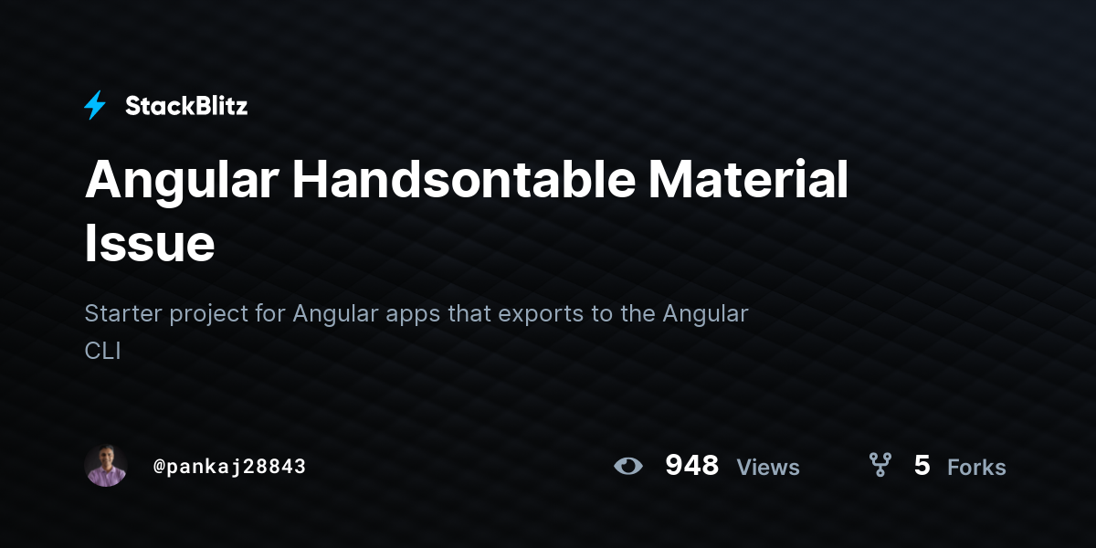 Angular Handsontable Material Issue - StackBlitz