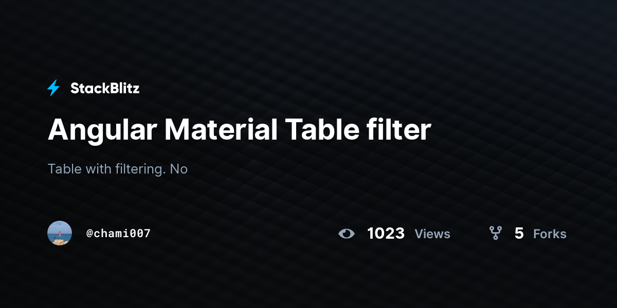Angular Material Table filter - StackBlitz