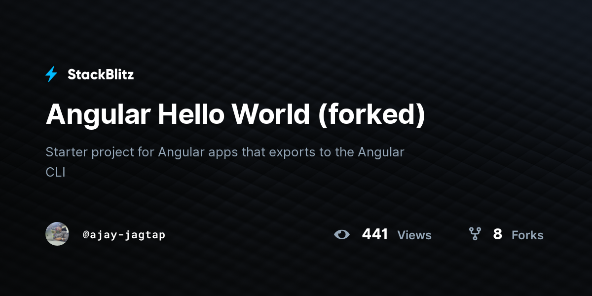 Angular Hello World (forked) - StackBlitz