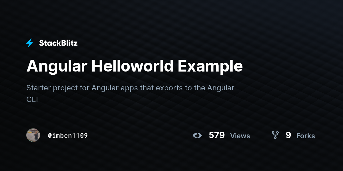 Angular Helloworld Example - StackBlitz