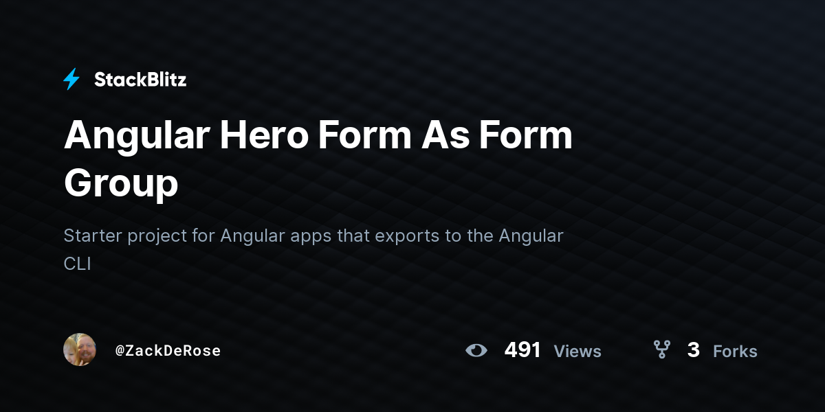 Angular Hero Form As Form Group - StackBlitz