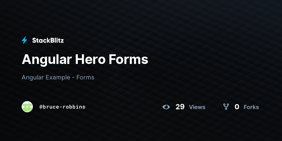 Angular Hero Forms - StackBlitz