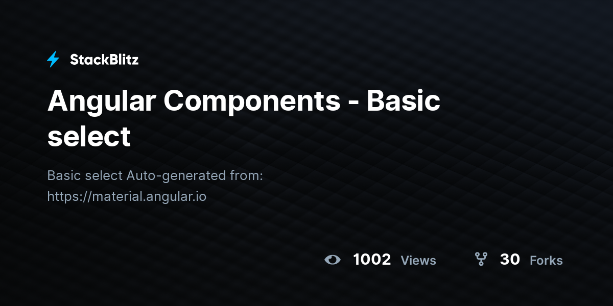 Angular Components - Basic select - StackBlitz
