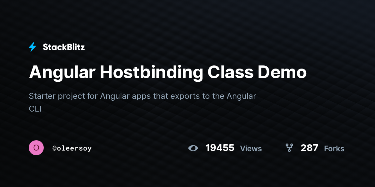Angular Hostbinding Class Demo - StackBlitz