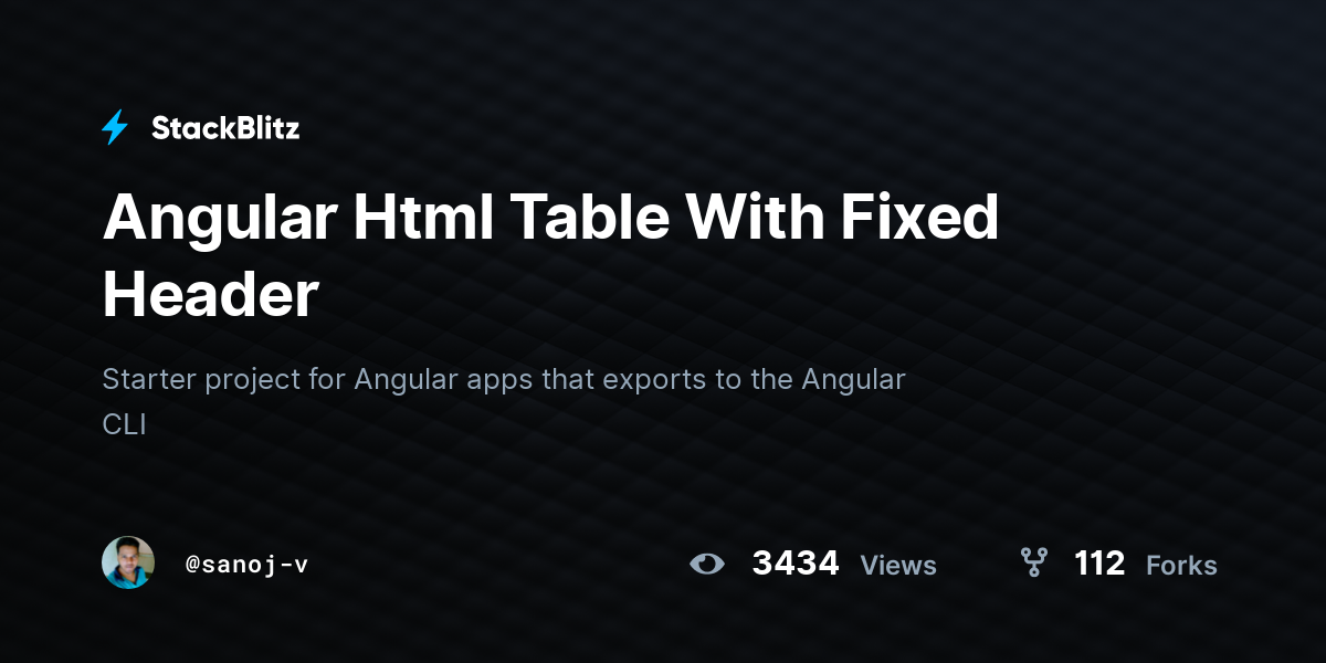 Angular Html Table With Fixed Header - StackBlitz