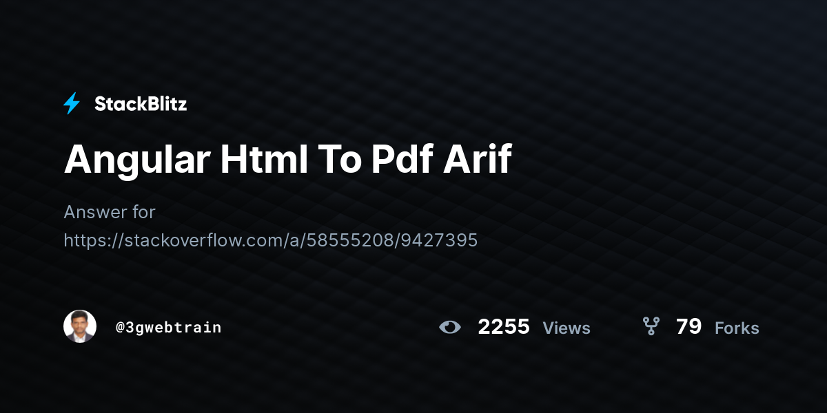 Angular Html To Pdf Arif - StackBlitz