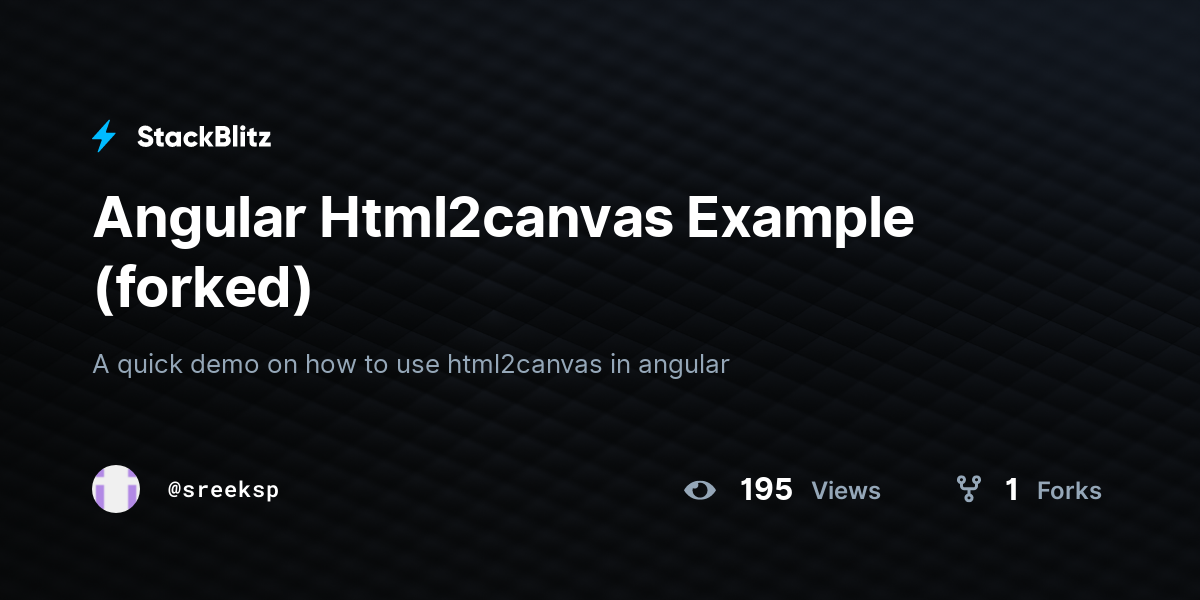 Angular Html2canvas Example forked StackBlitz