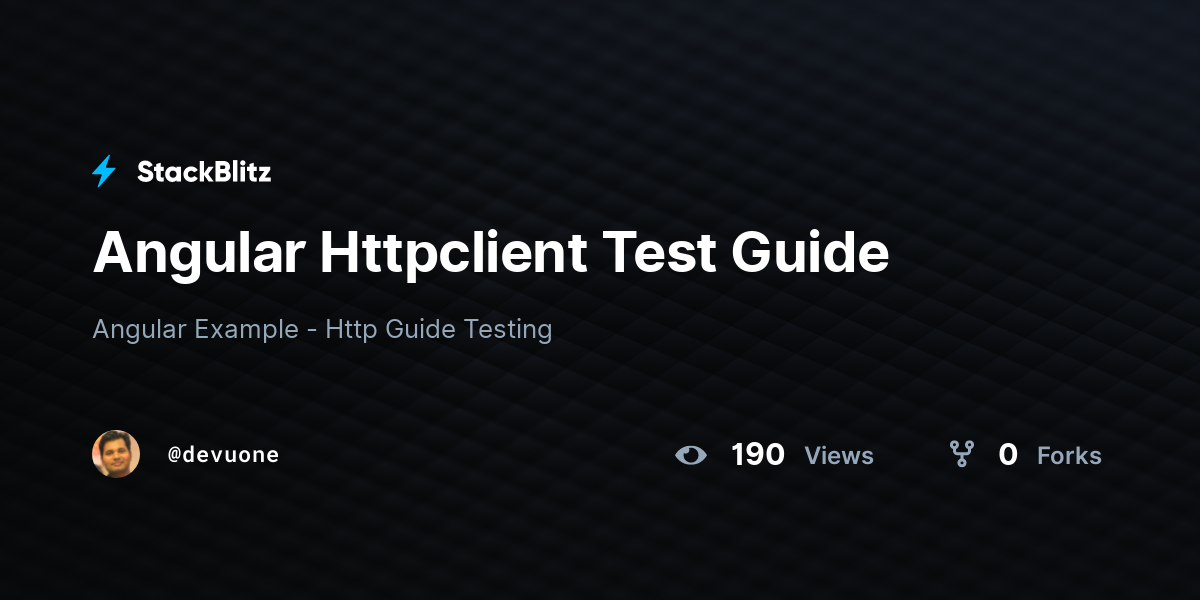 Angular Httpclient Test Guide - StackBlitz