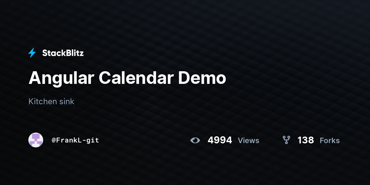 Angular Calendar Demo - StackBlitz