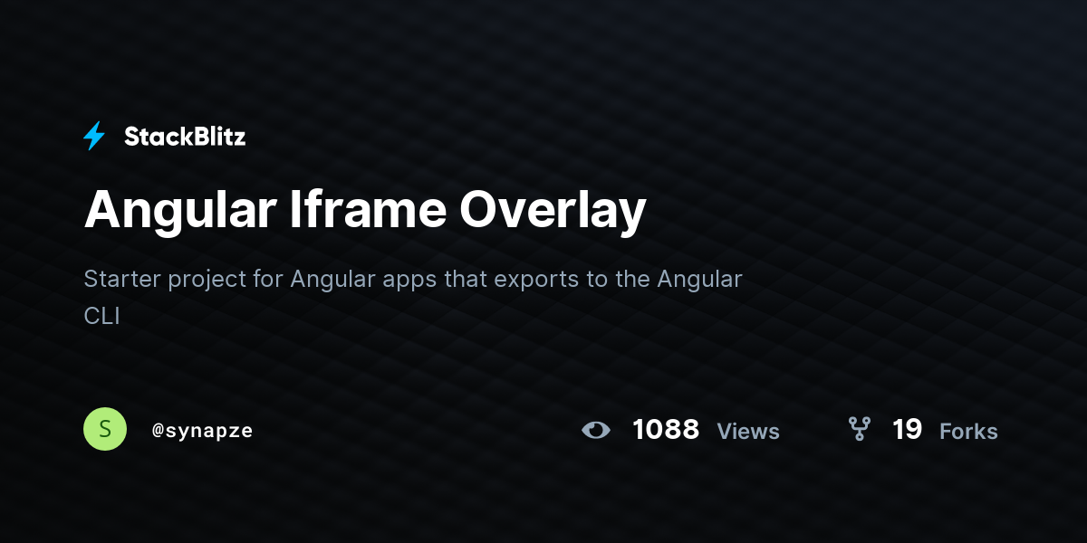 Angular Iframe Overlay - StackBlitz