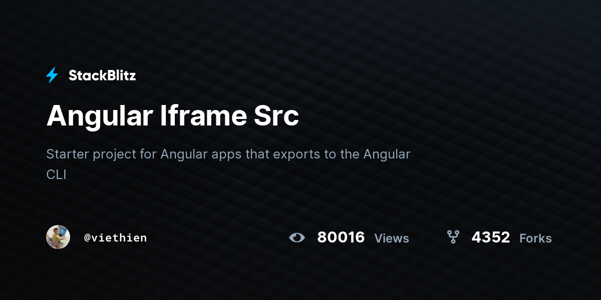 Angular Iframe Src - StackBlitz
