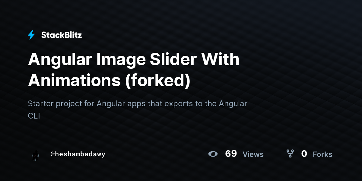 Angular Image Slider With Animations (forked) StackBlitz