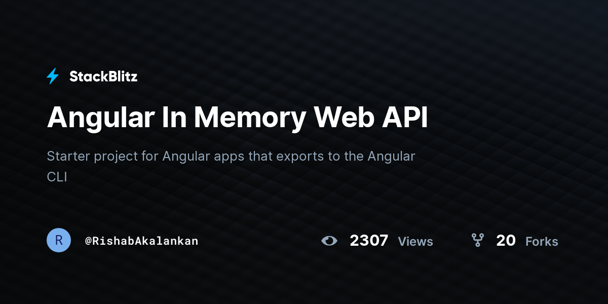 Angular In Memory Web API - StackBlitz