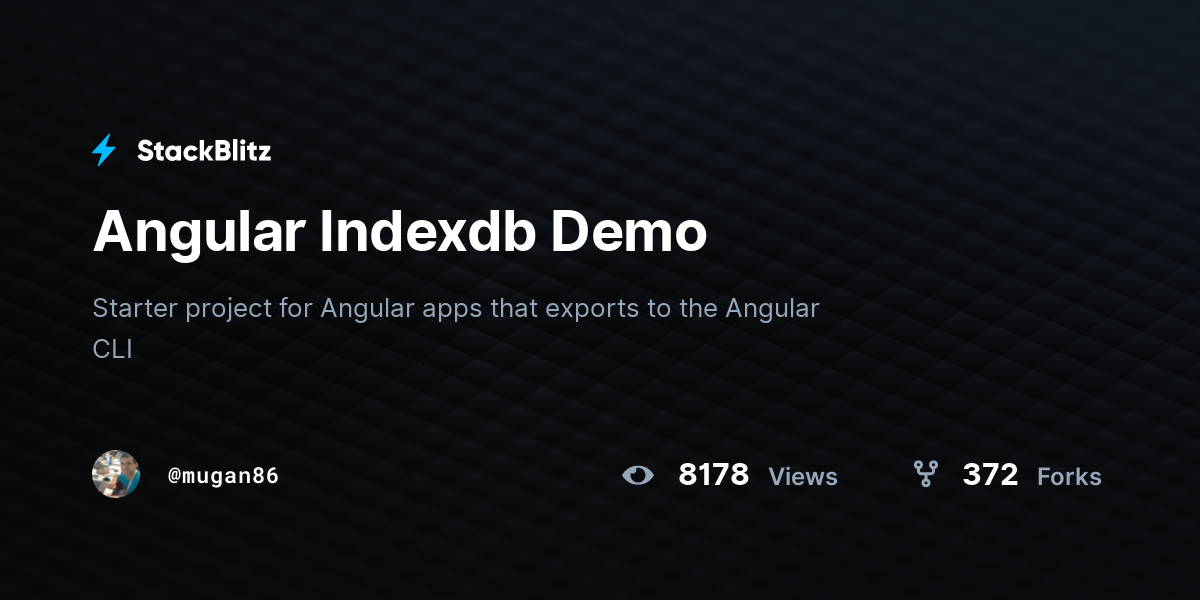 Angular Indexdb Demo - StackBlitz