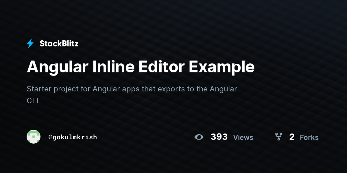 Angular Inline Editor Example - StackBlitz