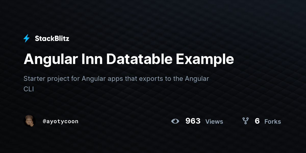 Angular Inn Datatable Example - StackBlitz