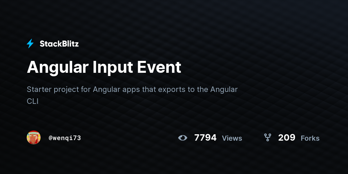 Angular Input Event - StackBlitz