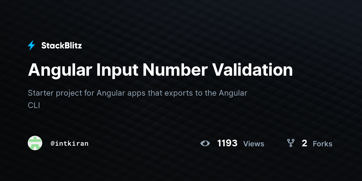 Angular Input Number Validation - StackBlitz