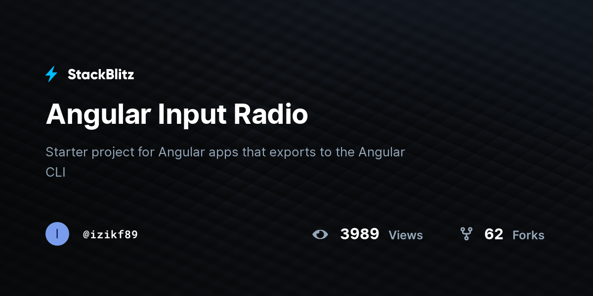 Angular Input Radio - StackBlitz