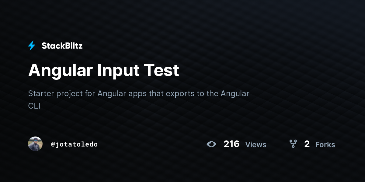 Angular Input Test - StackBlitz
