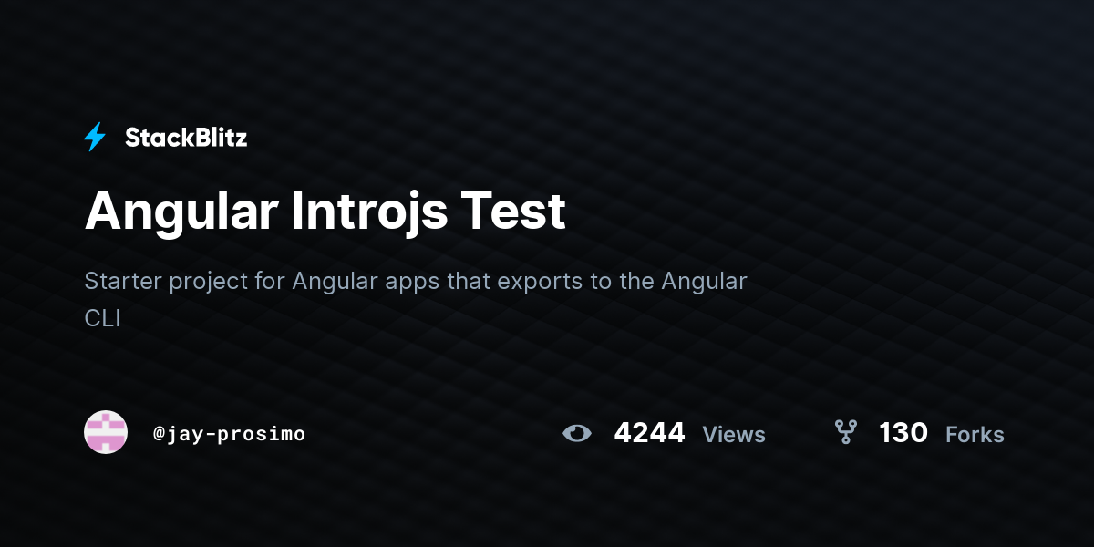 Angular Introjs Test - StackBlitz