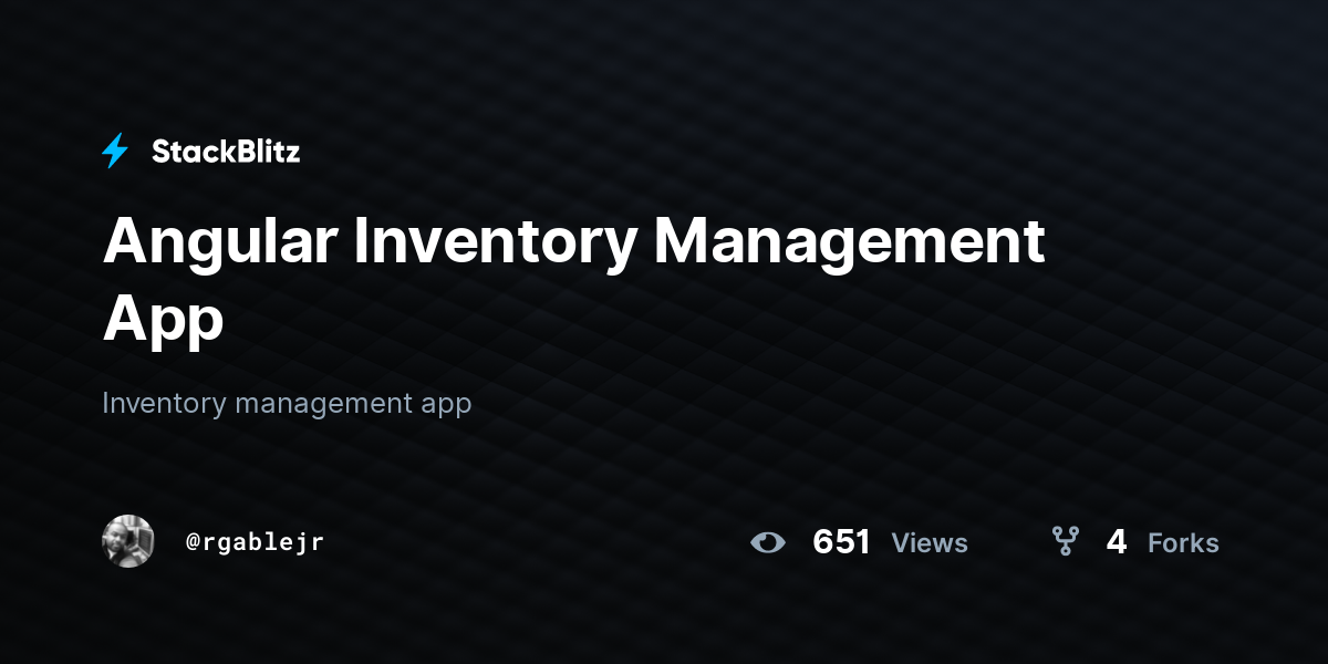 Angular Inventory Management App - StackBlitz