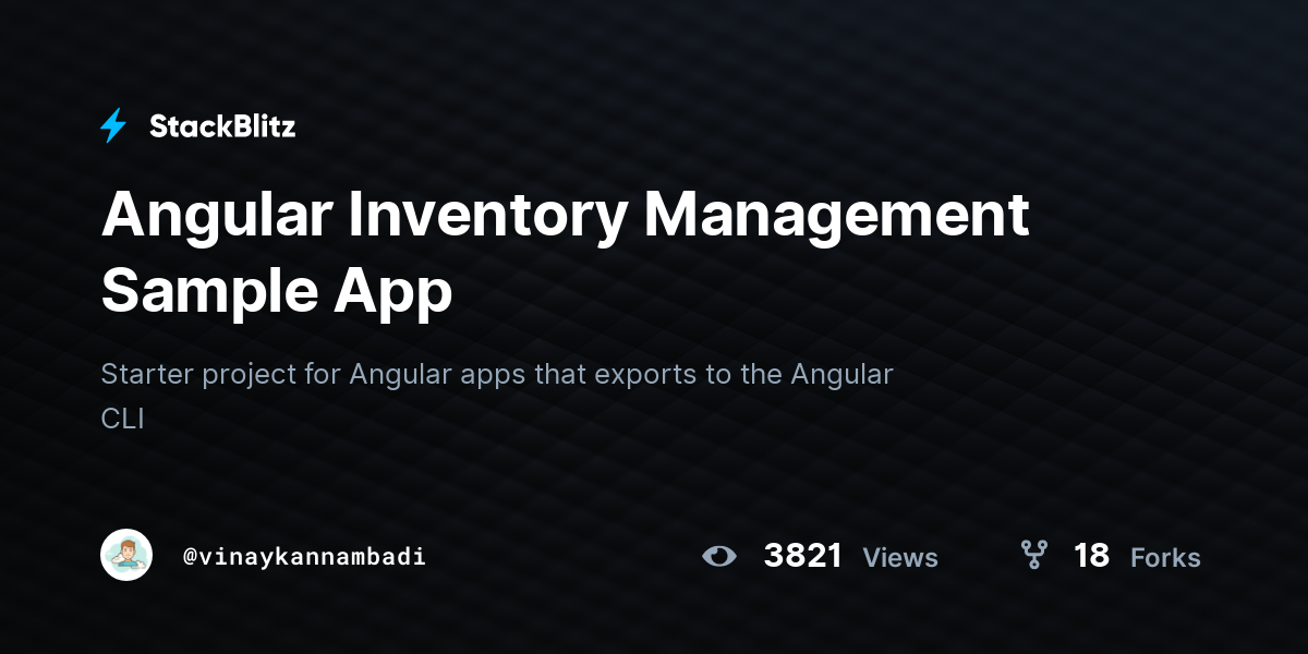 Angular Inventory Management Sample App - StackBlitz