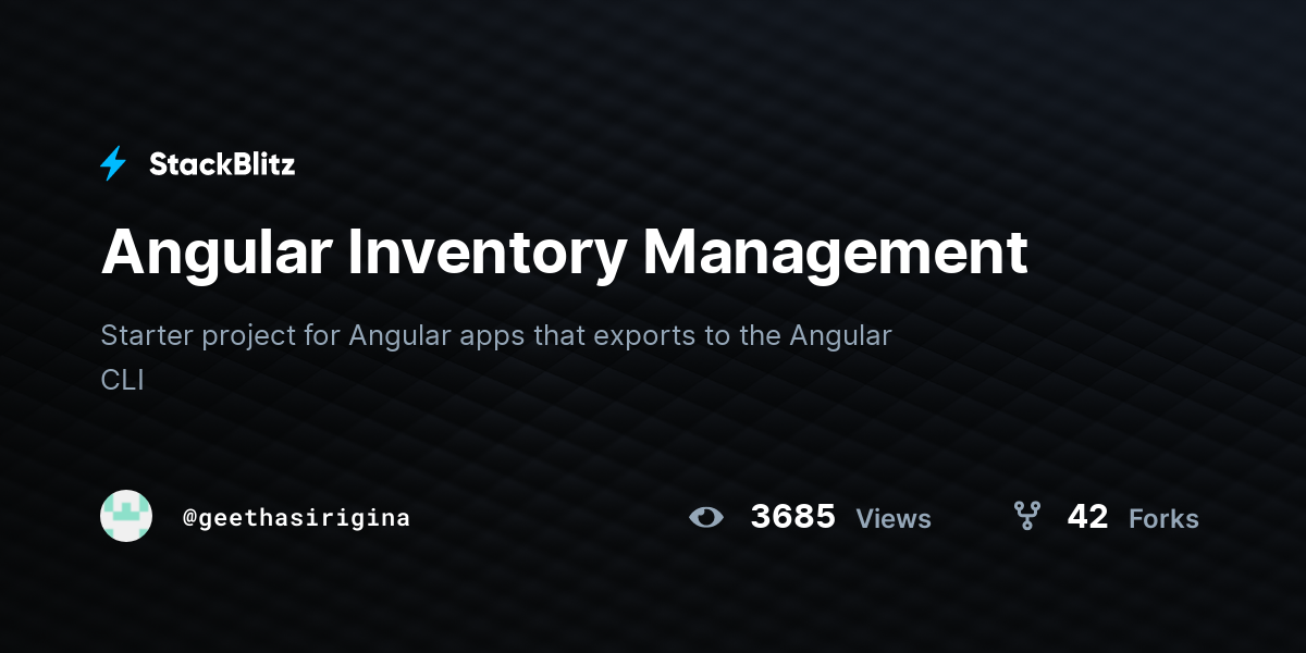 Angular Inventory Management - StackBlitz