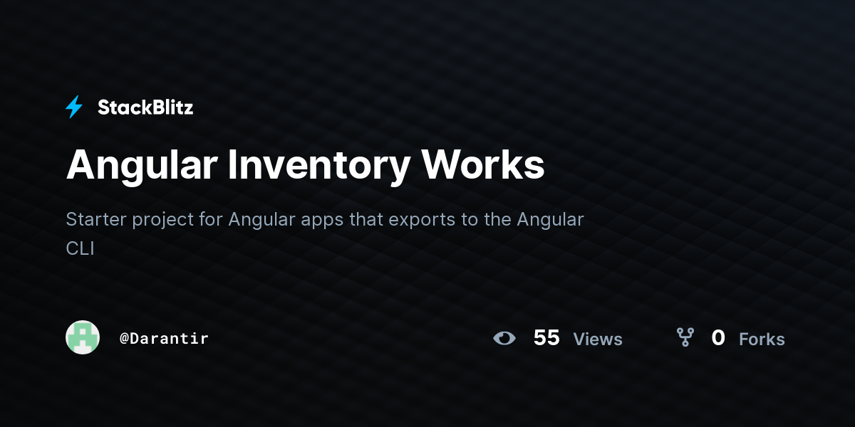 Angular Inventory Works - StackBlitz