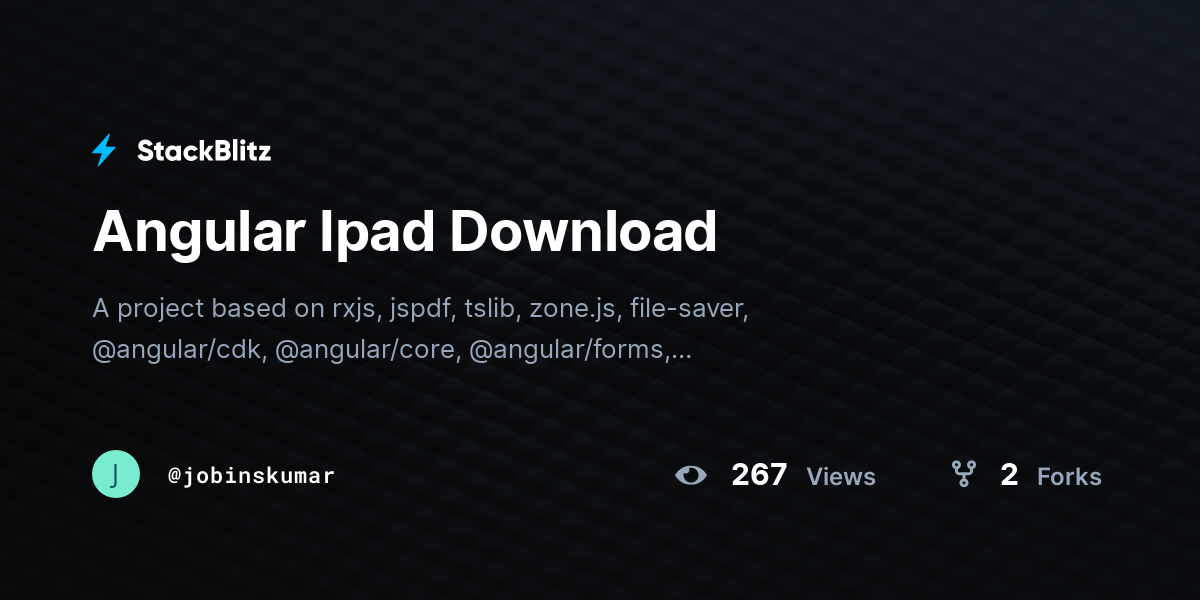 Angular Ipad Download - StackBlitz