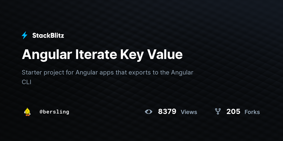 Angular Iterate Key Value - StackBlitz