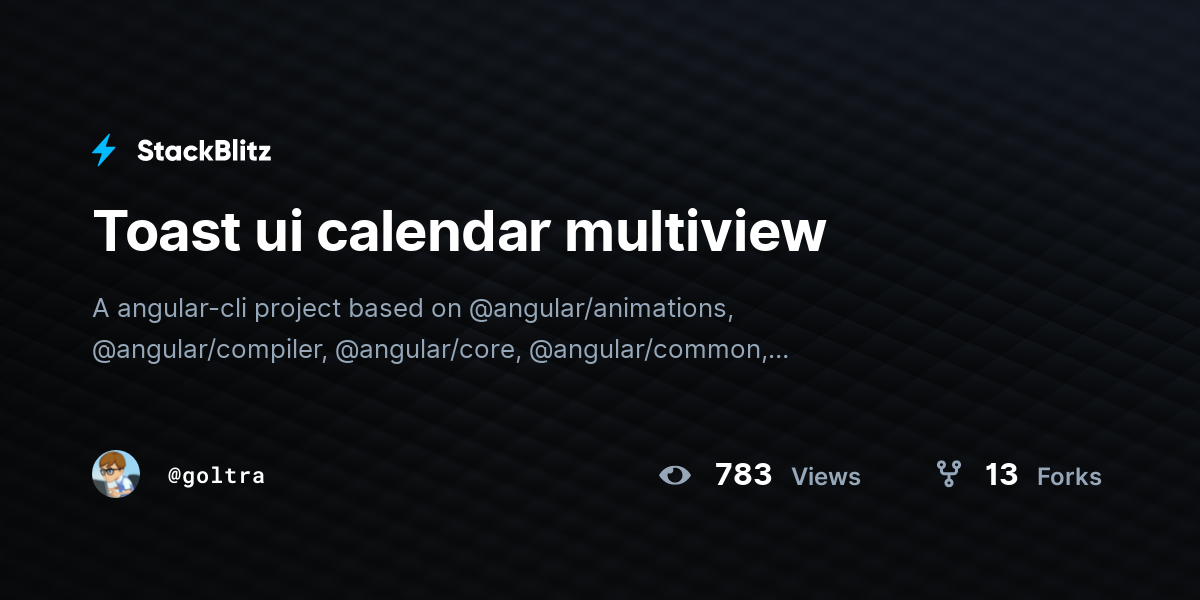 Toast ui calendar multiview StackBlitz