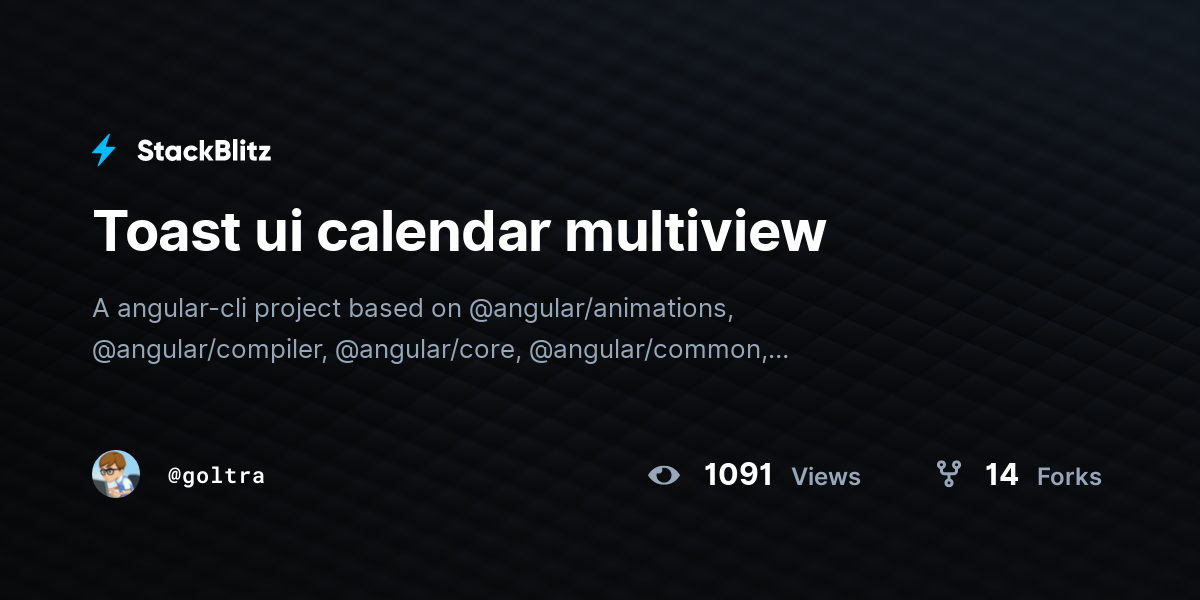 Toast ui calendar multiview - StackBlitz