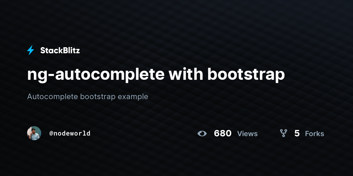 ng-autocomplete with bootstrap - StackBlitz
