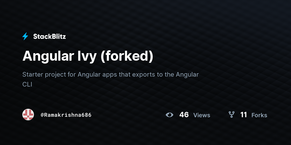 Angular Ivy (forked) - StackBlitz