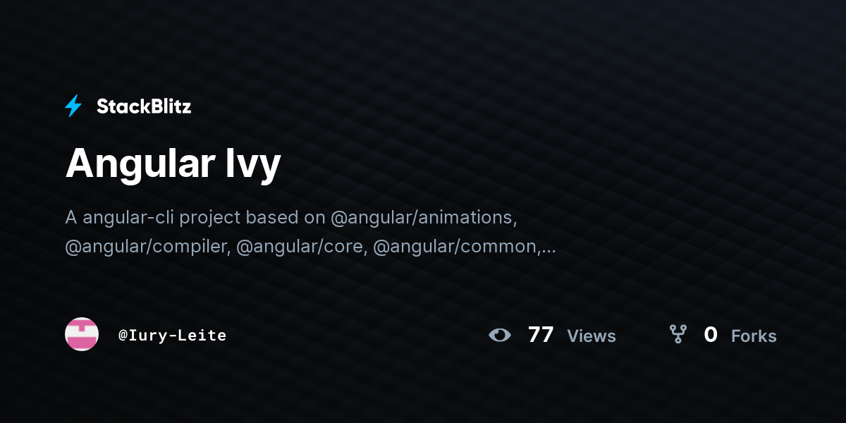 Angular Ivy - StackBlitz