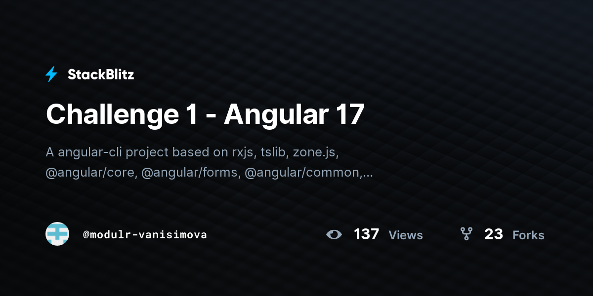 Challenge 1 - Angular 17 - StackBlitz