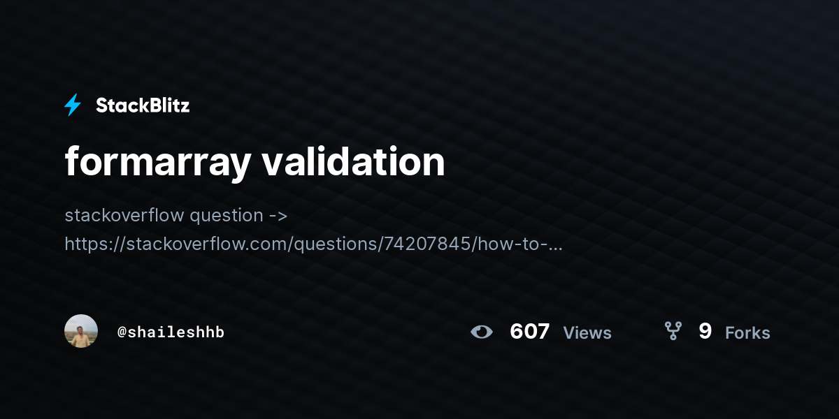 formarray validation - StackBlitz