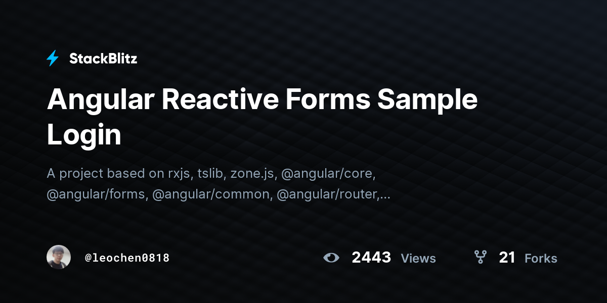 Angular Reactive Forms Sample Login - StackBlitz