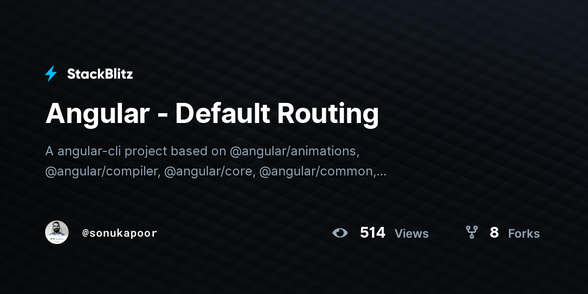Angular - Default Routing - StackBlitz