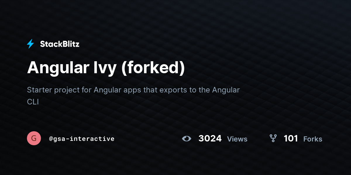 Angular Ivy (forked) - StackBlitz