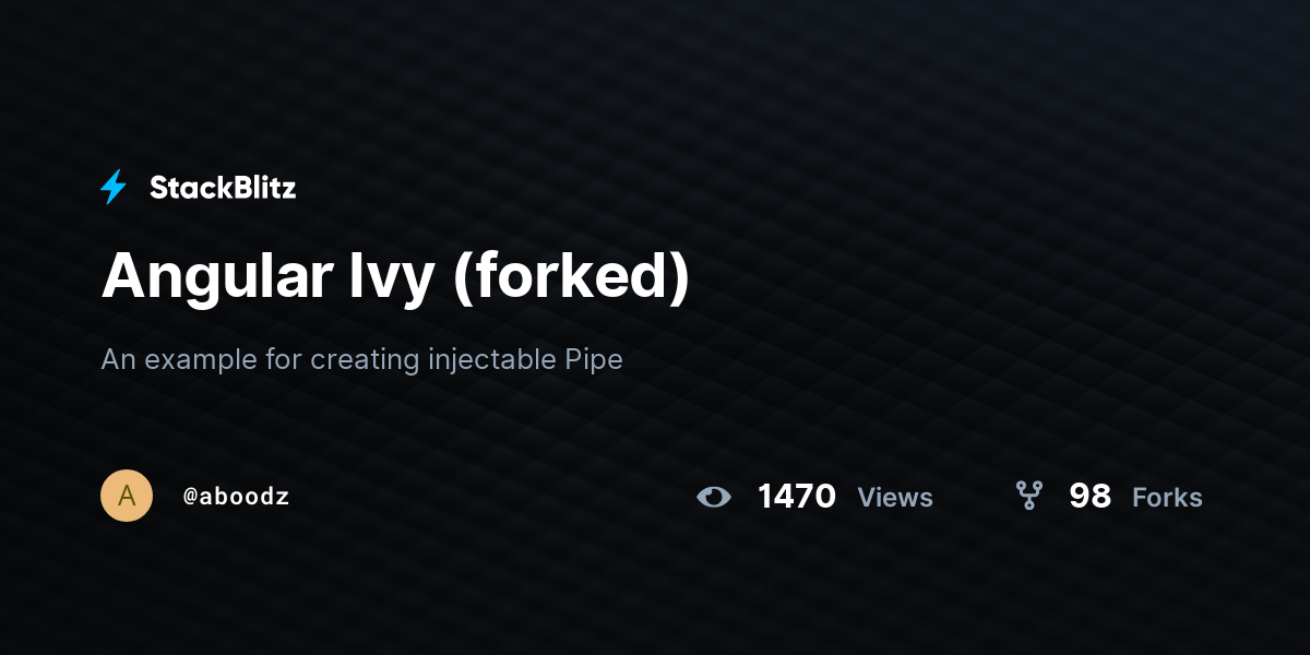 Angular Ivy (forked) - StackBlitz
