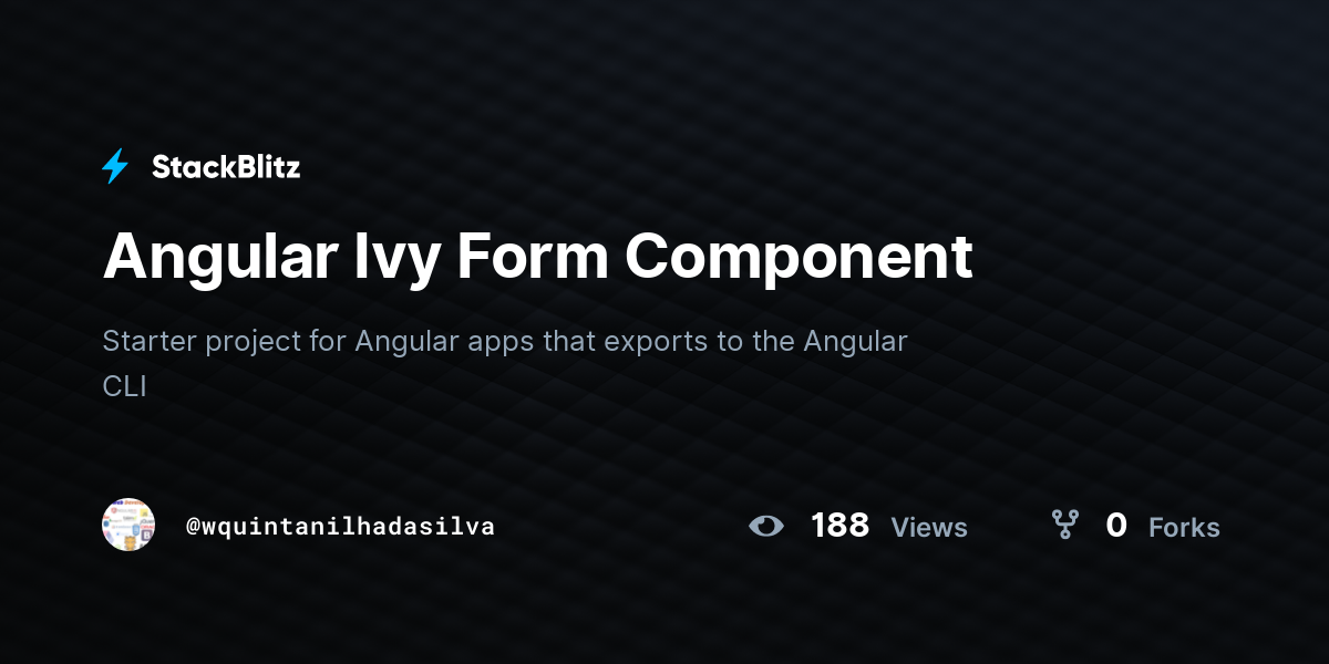 Angular Ivy Form Component - StackBlitz