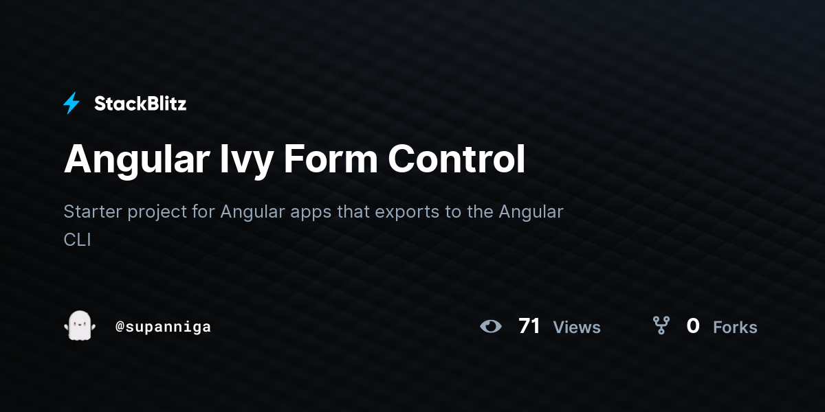 Angular Ivy Form Control - StackBlitz