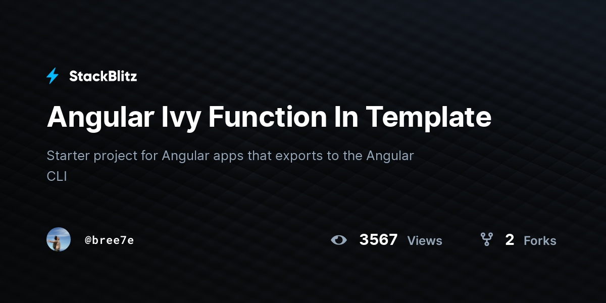 Angular Ivy Function In Template - StackBlitz