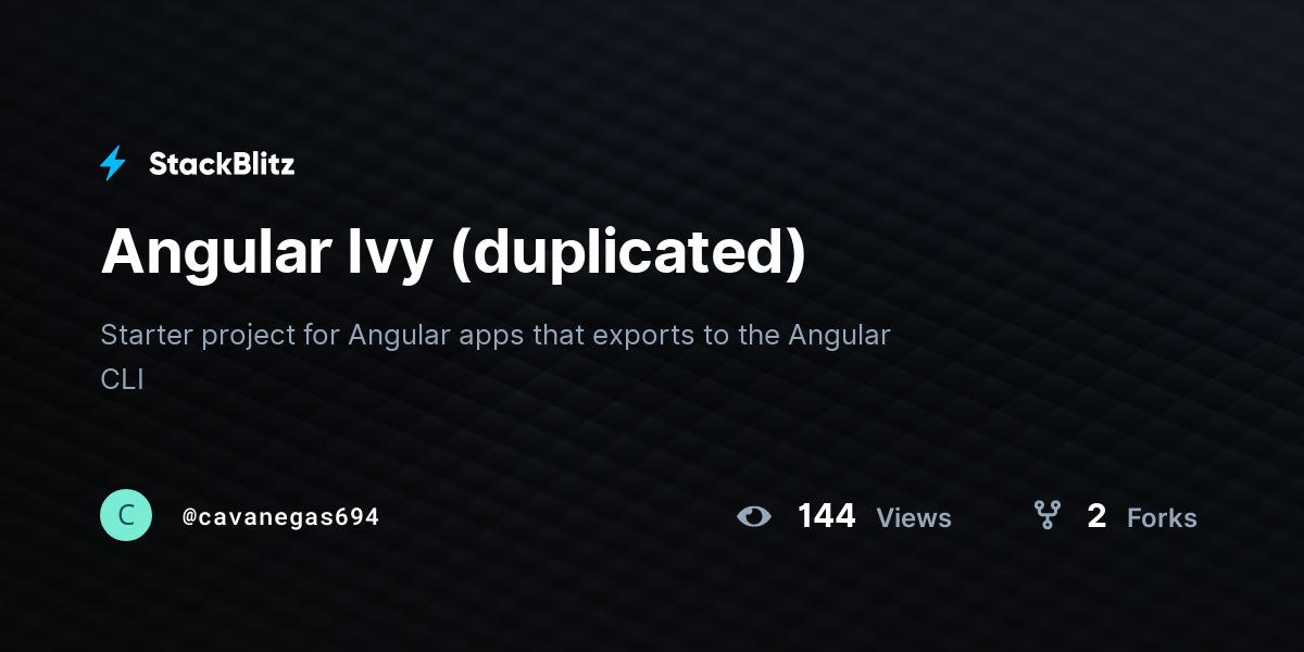 Angular Ivy (duplicated) - StackBlitz