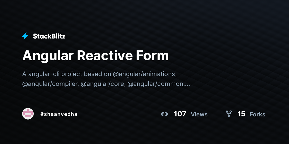Angular Reactive Form - StackBlitz