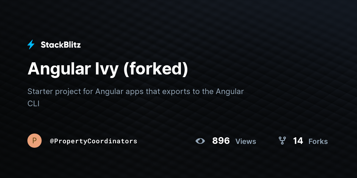 Angular Ivy (forked) - StackBlitz